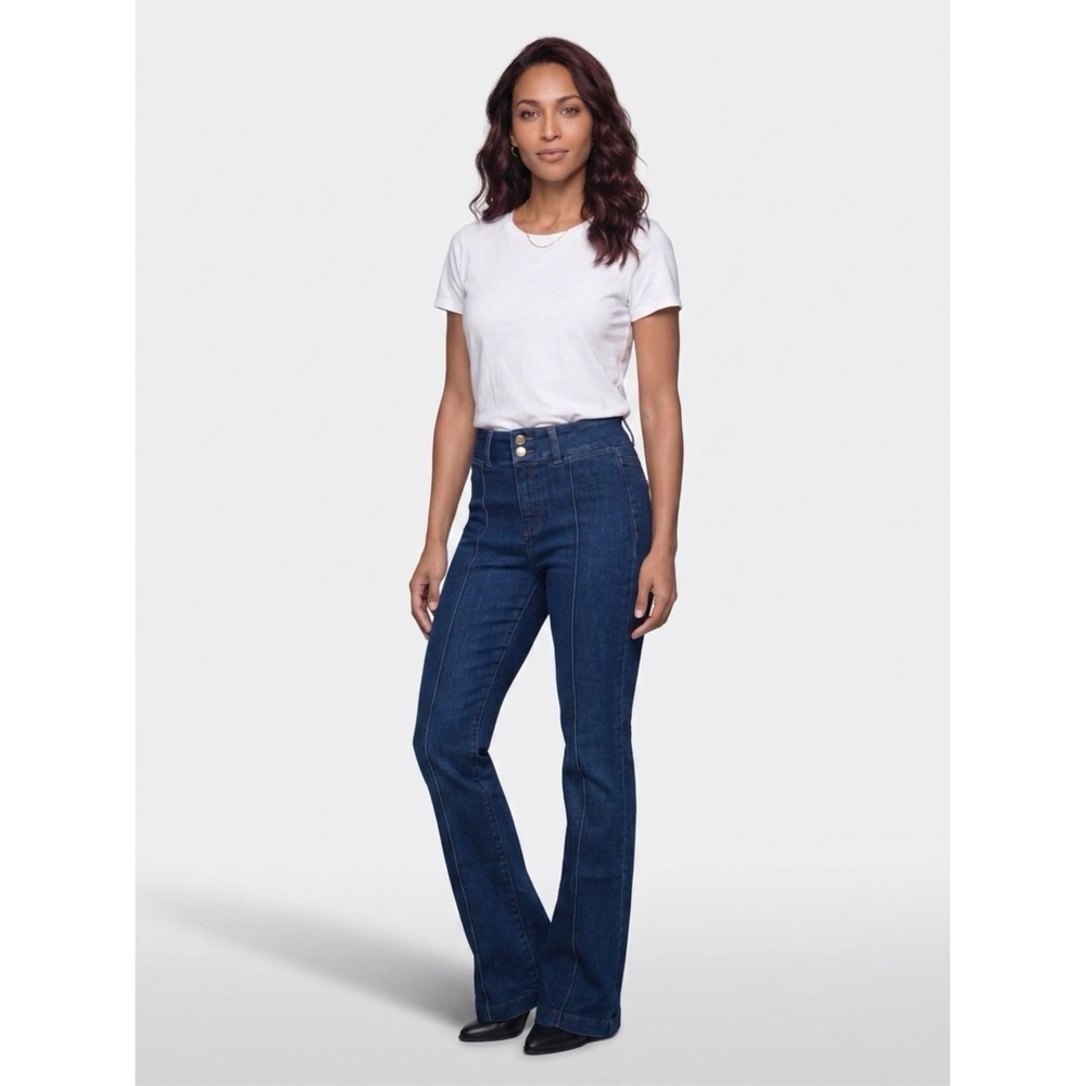 Joes Jeans Pintuck High Rise Honey Curvy Bootcut 29 Dark Wash Y2K Minimalist